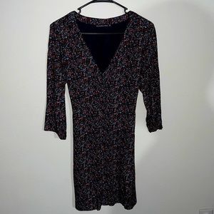 Abercrombie & Fitch 3/4 Sleeve Knee Length Dress Size Medium - Navy Floral